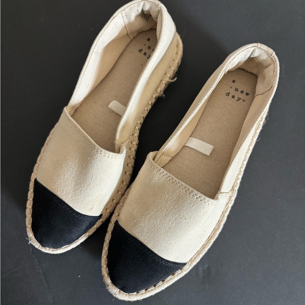 a new day Two-Tone Beige and Black Espadrille Flats